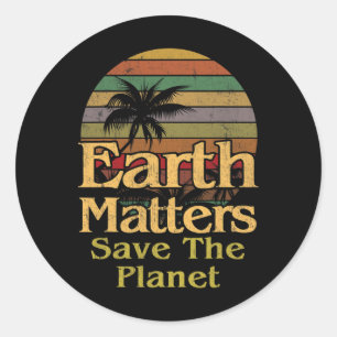 Earth Day Save the Planet  Retro-cadeau Ronde Sticker