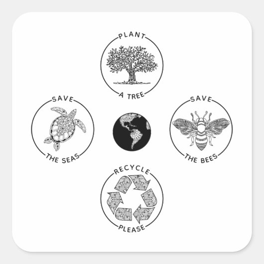 Earth Day Save the Planet Vierkante Sticker (Voorkant)