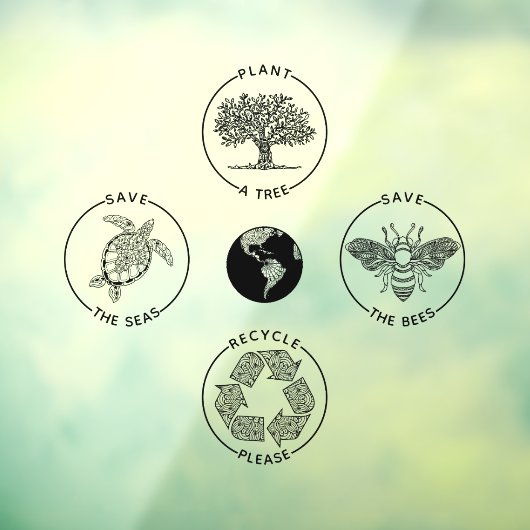 Earth Day Save the Planet Water Bottle Raamsticker (Vel 3)