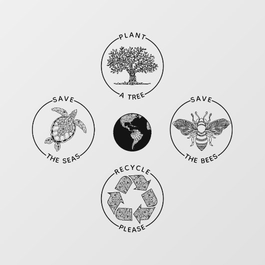 Earth Day Save the Planet Water Bottle Raamsticker (Vel)