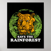 Earth Day Save the Rainforest Tiger Oerwoud Poster (Voorkant)