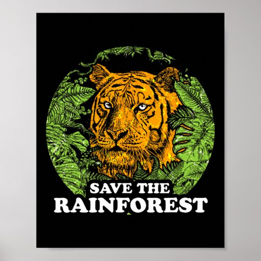 Earth Day Save the Rainforest Tiger Oerwoud Poster (Voorkant)
