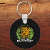 Earth Day Save the Rainforest Tiger Oerwoud Sleutelhanger (Voorkant)