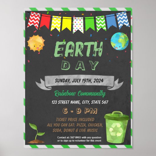 Earth Day schoolevenement sjabloon Poster (Voorkant)