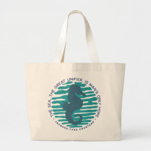 Earth Day, Seahorse en Waves, Clean the Ocean Grote Tote Bag