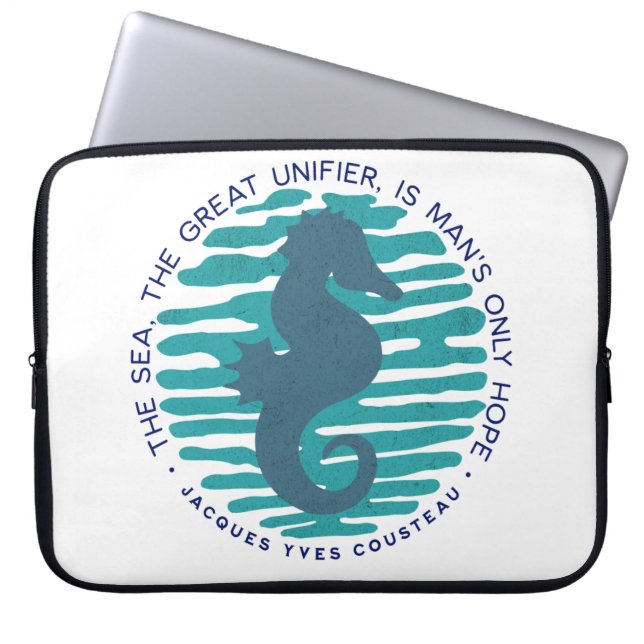 Earth Day, Seahorse en Waves, Clean the Ocean Laptop Sleeve (Voorkant)