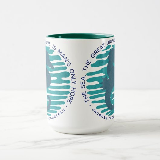 Earth Day, Seahorse en Waves, Clean the Ocean Mok (Midden)