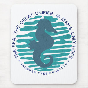 Earth Day, Seahorse en Waves, Clean the Ocean Muismat