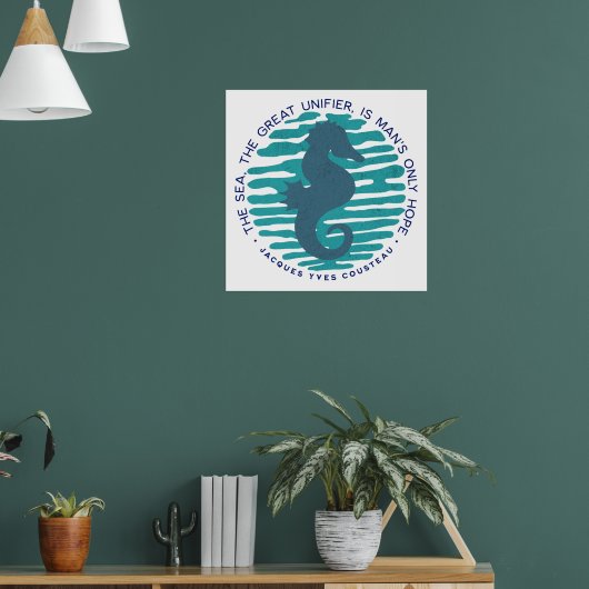 Earth Day, Seahorse en Waves, Clean the Ocean Poster (Woonkamer 1)