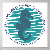 Earth Day, Seahorse en Waves, Clean the Ocean Poster (Voorkant)