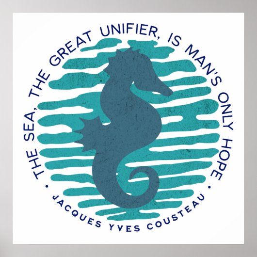 Earth Day, Seahorse en Waves, Clean the Ocean Poster (Voorkant)