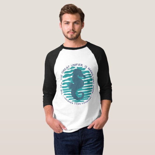 Earth Day, Seahorse en Waves, Clean the Ocean T-shirt (Voorkant volledig)