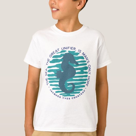Earth Day, Seahorse en Waves, Clean the Ocean T-shirt (Voorkant)