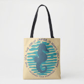 Earth Day, Seahorse en Waves, Clean the Ocean Tote Bag (Voorkant)