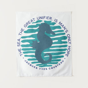 Earth Day, Seahorse en Waves, Clean the Ocean Wandkleed
