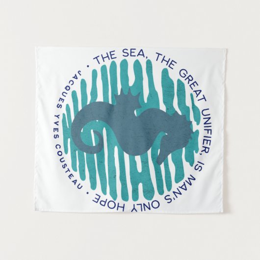 Earth Day, Seahorse en Waves, Clean the Ocean Wandkleed (Voorkant (horizontaal))