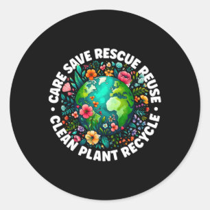 Earth Day Shirt Care Save Redding Recyclen Earth D Ronde Sticker