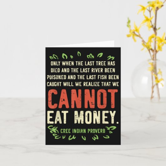 Earth Day Shirt Pro Save Environment Quote Last Tr Kaart (Gele Bloem)