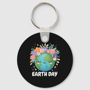 Earth Day Shirt Schattigee en bloemenplaneet Earth Sleutelhanger