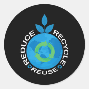 Earth Day Shirt Verminder hergebruik Recyclen het Ronde Sticker