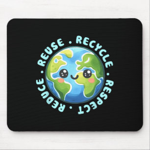 Earth Day-Shirt vermindert hergebruik en Recyclen Muismat