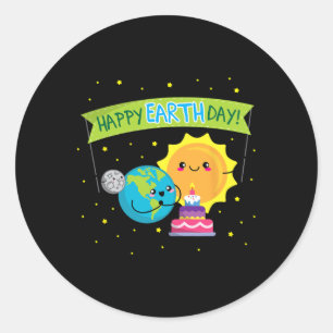 Earth Day Shirt voor kinderen Grappig Schattige Ea Ronde Sticker