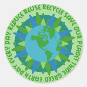 Earth Day Slogans Ronde Sticker