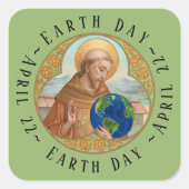 Earth Day & St. Franciscus van Assisi Square Stick Vierkante Sticker (Voorkant)