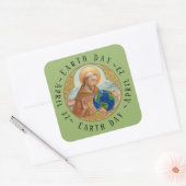Earth Day & St. Franciscus van Assisi Square Stick Vierkante Sticker (Envelop)