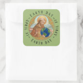 Earth Day & St. Franciscus van Assisi Square Stick Vierkante Sticker (Tas)