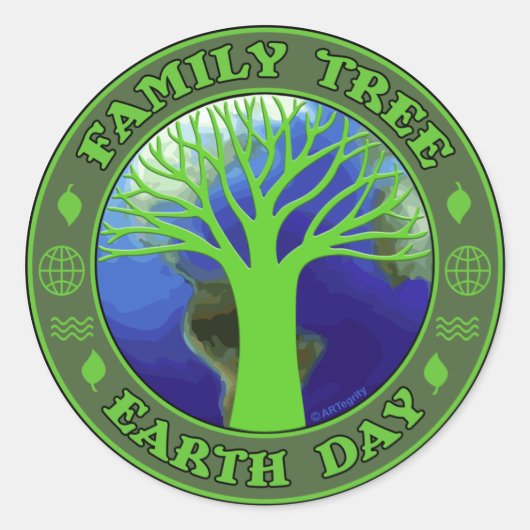 Earth Day-stamboom Ronde Sticker (Voorkant)