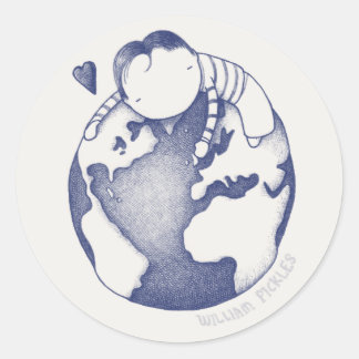 Earth Day Sticker - Blauw op crème