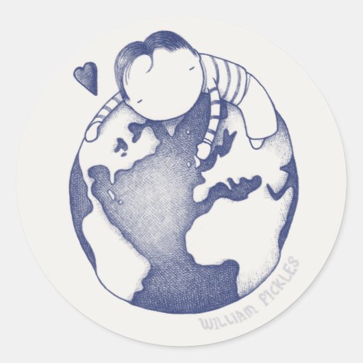 Earth Day Sticker - Blauw op crème (Voorkant)