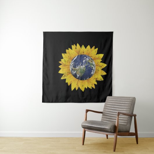 Earth Day Sunflower Gifts Wandkleed (In Situ (horizontaal))
