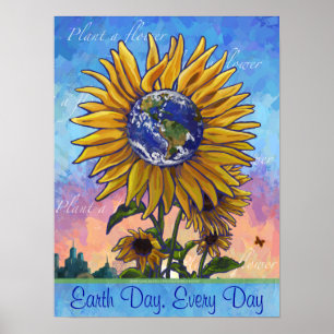 Earth Day Sunflower Poster