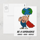 Earth Day Superheld Briefkaart (Voorkant / Achterkant)