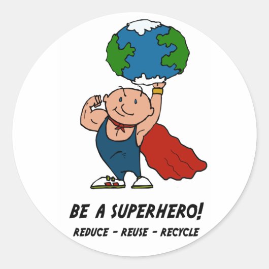 Earth Day Superhero Ronde Sticker (Voorkant)