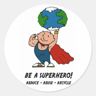 Earth Day Superhero Ronde Sticker