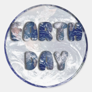 Earth Day Tekst met Aarde Achtergrond Ronde Sticker