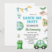 Earth day theme invitation kaart (Voorkant / Achterkant)