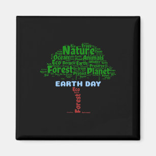 Earth Day Tree Natuur Recyclen Planet Go Green Eco Magneet