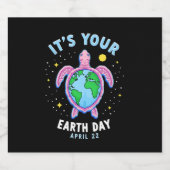 Earth Day Turtle Design April 22 For Nature Lovers Sparkling Wijnetiket (Enkel label)