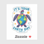 Earth Day Turtle Design April 22 For Nature Lovers Sticker (Vel)