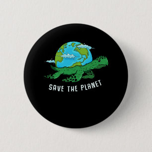Earth Day Turtle Lover Ocean Save Recyclen Planet Ronde Button 5,7 Cm