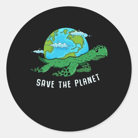 Earth Day Turtle Lover Ocean Save Recyclen Planet Ronde Sticker (Voorkant)