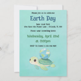 Earth Day Turtle with Globe Kaart