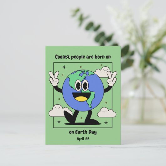 Earth Day Verjaardag Geboren op 22 april Aangepast Briefkaart (Staand voorkant)