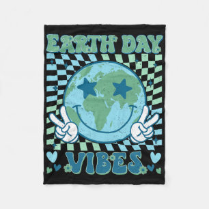 Earth Day Vibes Hippie Planet Jubileum Earth Da Fleece Deken