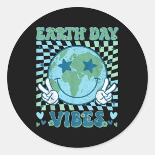 Earth Day Vibes Hippie Planet Jubileum Earth Da Ronde Sticker