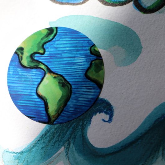 Earth Day Waterverf Environmental mentalism Artwor Ronde Sticker